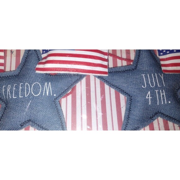 New Patriotic Stars Stripes American Flag Stuffed Cloth 45" Garland Rae Dunn - Picture 4 of 7